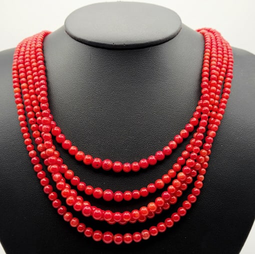 Jay King Sterling Red Coral Multi-strand Necklace Necklace Measures 20" Necklace Weighs 58 Grams (1 of 6)