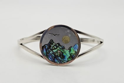 Sterling Silver Abalone Cuff Bracelet Bracelet Measures 4.5" Bracelet Weighs 16.6 Grams