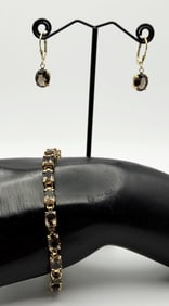 Sterling Silver Smokey Quartz Set Bracelet Measures