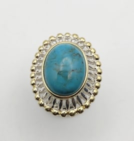 Vintage Sterling Silver Turquoise Ring Ring Weighs 11.4 Size 6