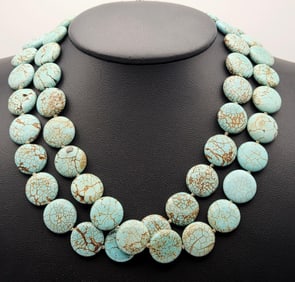Vintage Blue Dyed Howlite Necklace Necklace Measures 16" Necklace Weighs 103.1 Grams