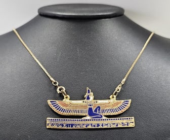 Gold Plated Metal Winged Isis Necklace Necklace weighs 16.6 Grams Measures 25"