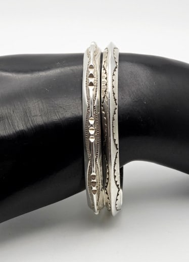 Vintage Sterling Silver Cuff Bracelets Bracelets Measure 4.5": Bracelets Measure 4.5" Bracelets Weigh 43.1 Grams Collectively