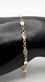 Sterling Silver Gold Plated Moonstone Bracelet Bracelet Measures 8" Bracelet Weighs 3.7 Grams