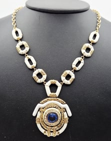 Camrose and Kross JBK White Enamel Necklace Necklace Measures 20" Gold Tone Metal