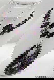 Purple Sea Sediment Jasper & Kunzite Jasper Set Silver tone metal Swarovski Crystal Measures 30": Silver tone metal Swarovski Crystal Measures 30"