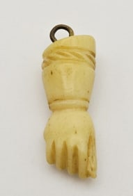 Victorian Carved Bone Lucky Hand Pendant Pendant Weighs 1.5 Grams