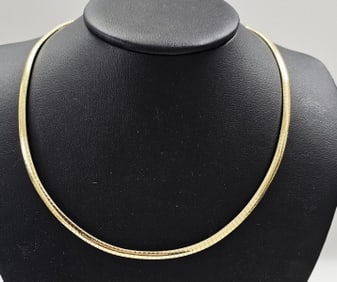 14K Yellow Gold Collar Necklace Weighs 19.8 Grams Measures 16"