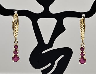 14K Yellow Gold Ruby Drop Earrings Earrings weigh 1.5 Grams