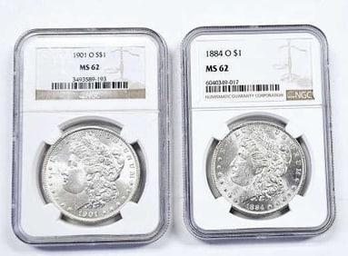 1884 O MS 62 1901 O MS 62 Morgan US Dollars 1884 O MS 62 1901 O MS 62