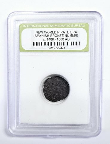 New World Pirate Era Spanish Bronze Nummis Circa 1400-1600 AD: Circa 1400-1600 AD