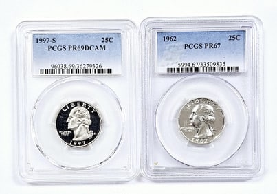 1962 PCGS PR67 1997-S PCGS PR69DCAM QUARTERS 1962 PCGS PR67 1997-S PCGS PR69DCAM QUARTERS
