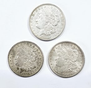 Three 1921 Morgan Silver Dollars See images regarding condition.