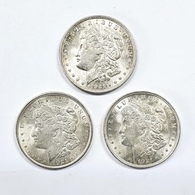 Three 1921 Morgan Silver Dollars See images regarding condition.