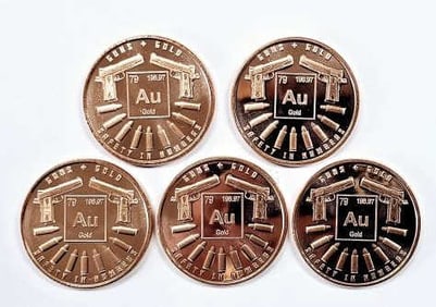 5 Safety in Numbers 1 OZ .999 Copper Coins See images regarding condition.