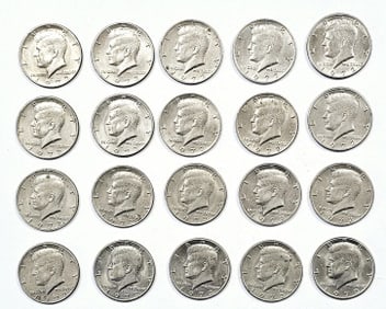 Twenty 1972 Kennedy US Half Dollar Coins Twenty 1972 Kennedy US Half Dollar Coins