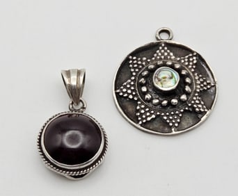 Vintage Sterling Silver Gemstone Pendants Pendants Weigh 7.3 Grams Collectively