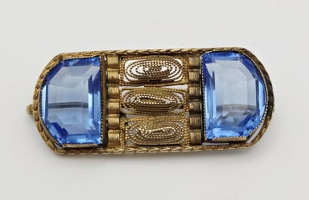 Antique Bronze Tone Rhinestone Brooch Vintage Bronze Tone Rhinestone Brooch