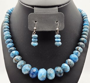 Jay King Sterling Silver Faceted Blue Apatite Set Necklace Measures 18"