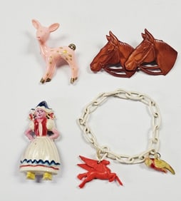 Vintage Celluloid Brooches & Bracelet Vintage Celluloid Brooches