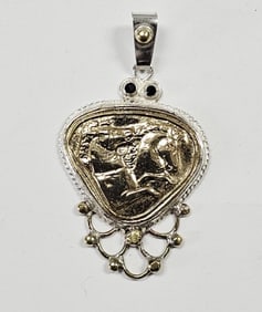 Omer Signed Gold Over Sterling Horse Pendant Pendant weighs 12.6 Grams