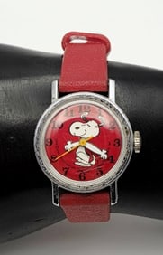 Vintage Timex Red Snoopy Watch Watch Measures 7" Watch is Not Tested Copyright 1958