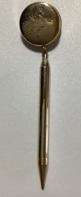 Vintage Gold Tone Pencil Pin With Retracting Chain Pencil/pin is 14" fully