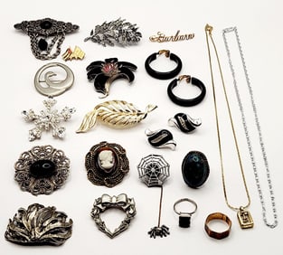 Assorted Jewelry Brooches Pins Earrings Rings Necklaces