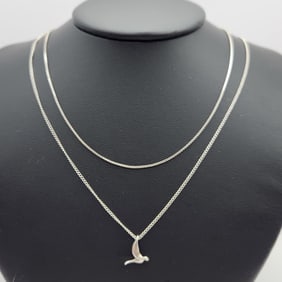 925 Sterling Bird Pendant & Box Chain Necklaces Necklace with pendant is