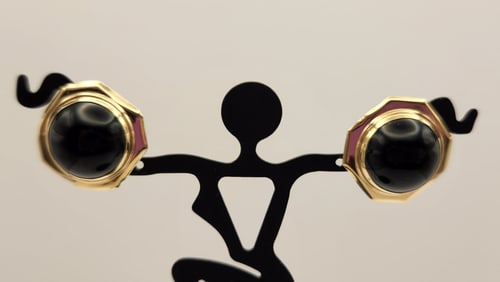 Vintage 14K & Onyx Pierced Earrings Acid tested 14K. Backs are 14K. Weighs 6.0 grams.