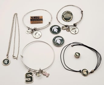 Assorted Michigan State University Sparty Jewelry Including Alex & Ani Necklace is