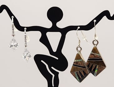 925 Sterling CZ Dangle & Multi-Stone Pierced Earrings