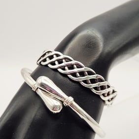 925 Sterling Hinged & Twist Cuff Bracelets Mexico Lot weighs 50.2 grams