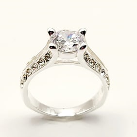 Sterling Silver Brilliant Cubic Zirconia Ring Acid tests