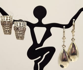 925 Sterling Dot & Teardrop Pierced Earrings Lot weighs 8.4 grams.