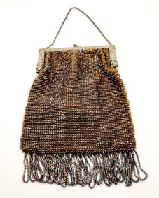 1920s Flapper Style Beaded Purse Hand Bag Purse is 12"x