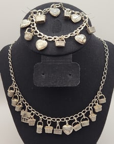 Sterling Brown County Baskets Charm Bracelet & Necklace Necklace is