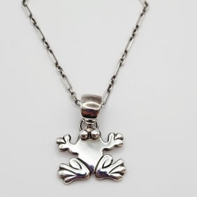 Artie Yellowhorse Navajo Sterling Frog Necklace Necklace is 18". Weighs 24.0 grams.