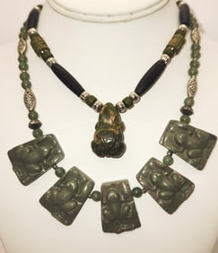 Single Stone Frog & Multi-Stone Frogs & Jade Bead Necklaces