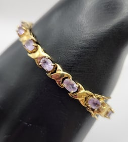 925 Vermeil Amethyst Bracelet Bracelet is 7". Weighs 15.0 grams.