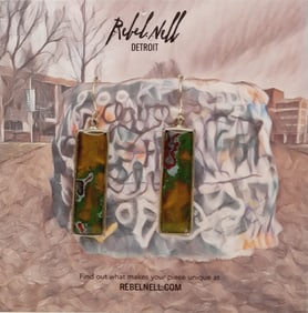 Rebel Nell Michigan State University's The Rock Fused Fallen Paint 925 Sterling Earrings Detroit