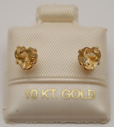 10K Yellow Gold Citrine Stud Earrings Weighs 1.3 grams. Backs are 10K. (1 of 6)