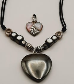 Heart & Beads Necklace & Small Sterling Pendant Necklace is