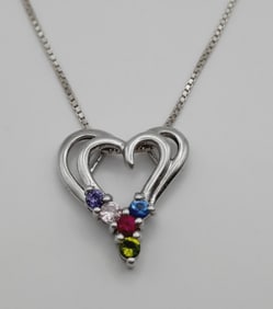 Sterling Multi-Gemstone Pendant Necklace Marked A & F