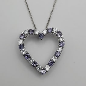 Sterling Silver Cubic Zirconia Heart Pendant Necklace
