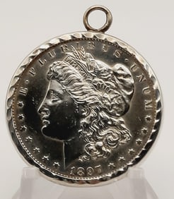 1897 Liberty Morgan Silver Dollar Personalized Pendant San Francisco Mint Weighs 32.6