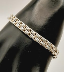 925 Sterling Double Link Bracelet Weighs 33.7 grams