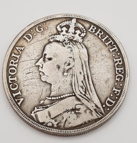1889 925 Sterling Queen Victoria Crown Coin Weighs 27.8 grams.