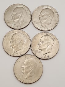 Lot of 6 1970s Eisenhower Dollar Coins Lot weighs 113.4