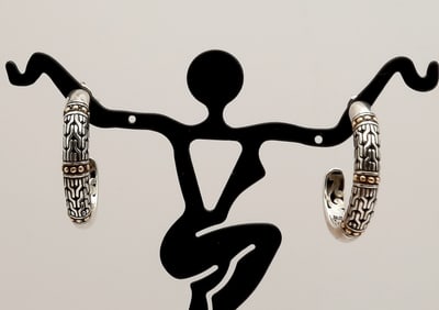 Devata 925 Sterling & 18K Yellow Gold Accents Earrings Weighs 7.2 grams.